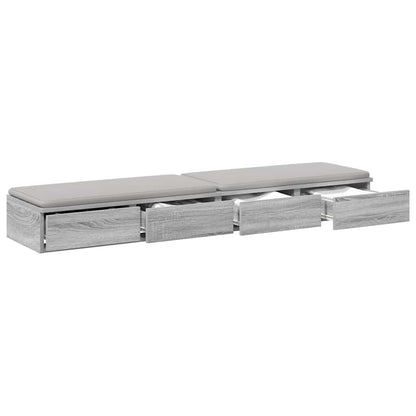 vidaXL Bed Drawers Grey Sonoma 140 x 36.5 x 16.5 cm Engineered Wood