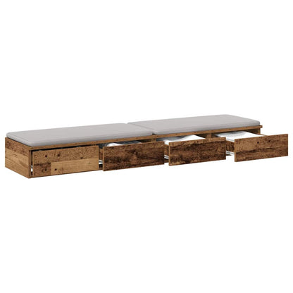 vidaXL Bed Drawers Old Wood 140 x 36.5 x 16.5 cm Engineered Wood