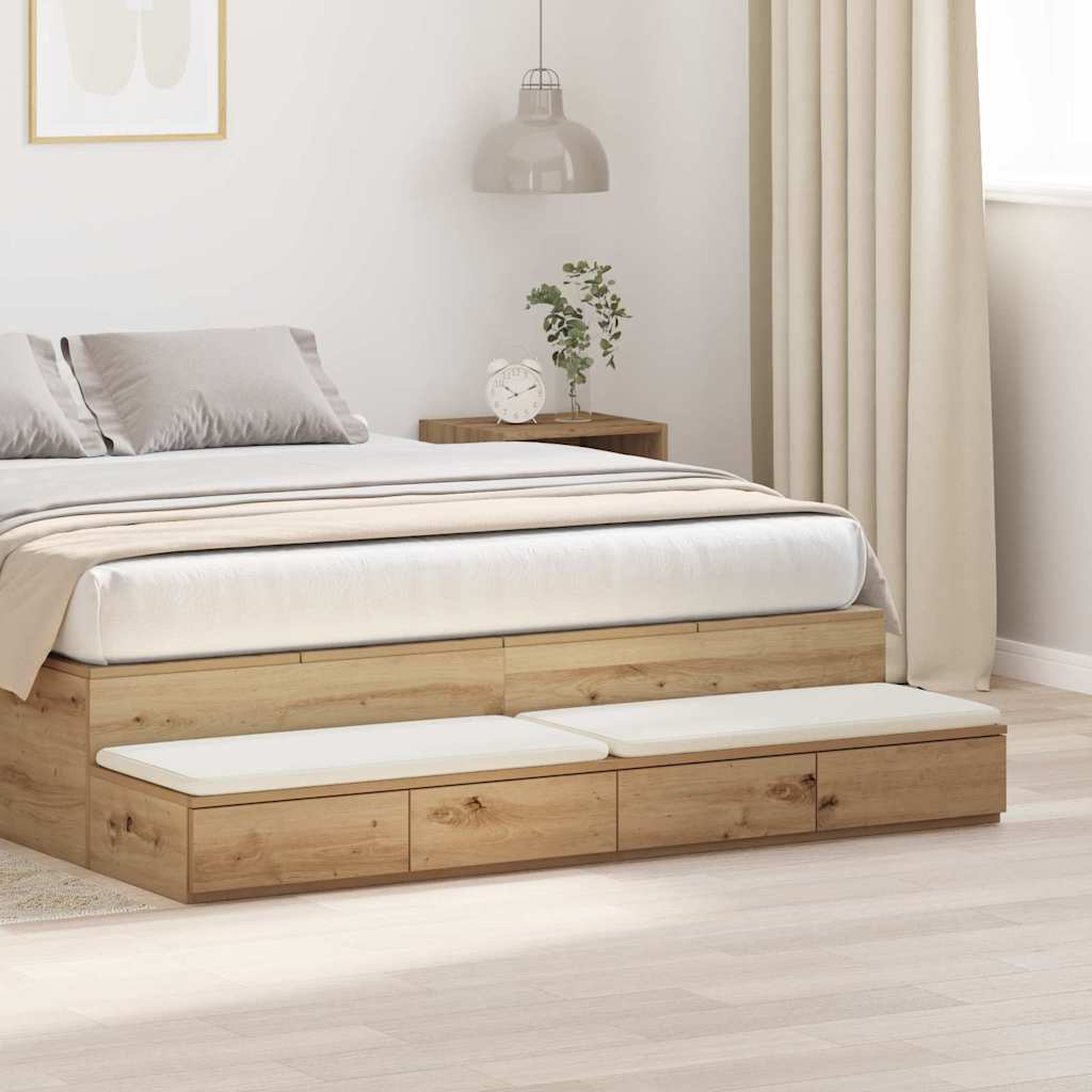 vidaXL Bed Drawers Artisan Oak 140 x 36.5 x 16.5 cm Engineered Wood