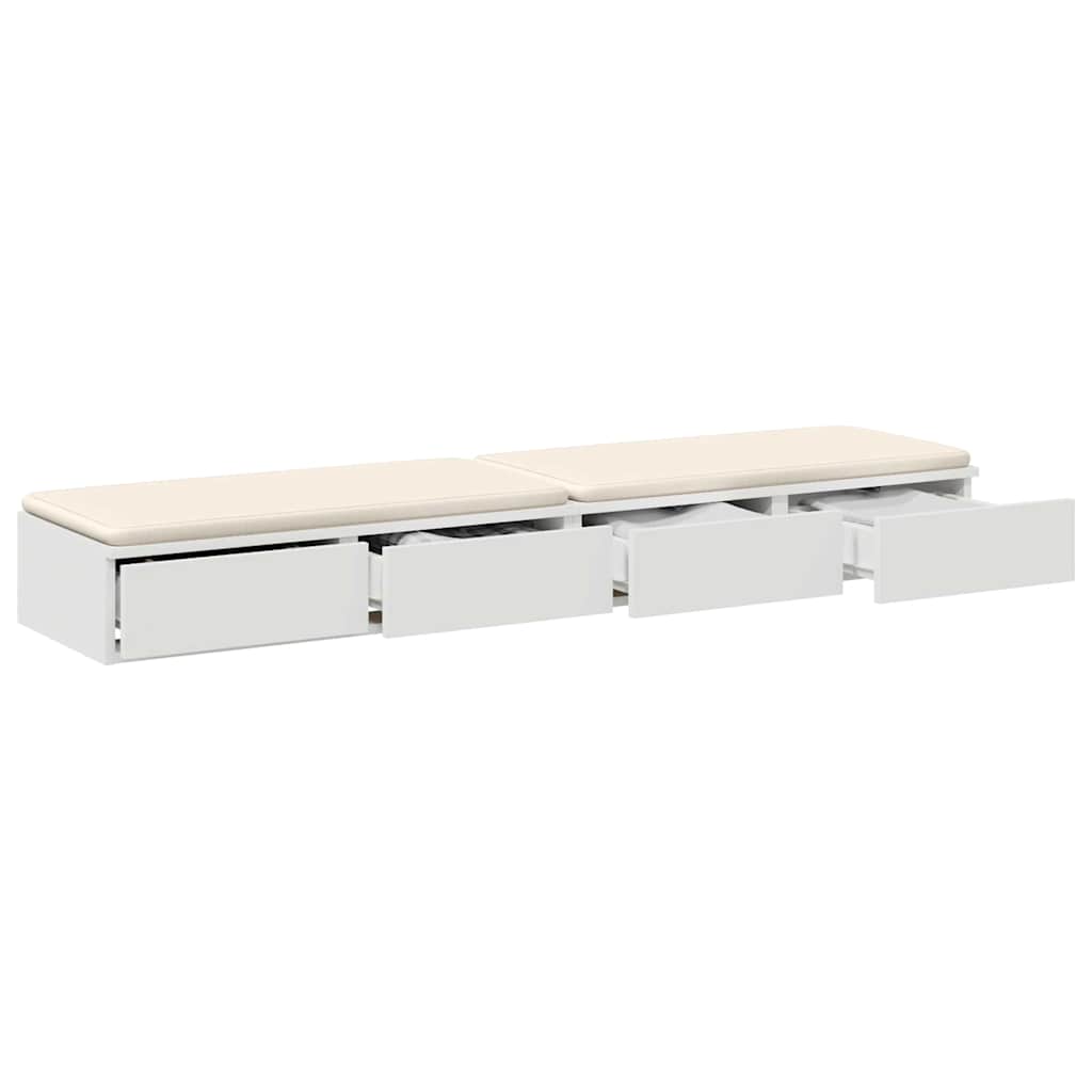 vidaXL Bed Drawers White 150 x 36.5 x 16.5 cm Engineered Wood