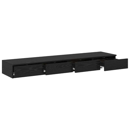 vidaXL Bed Drawers Black Oak 150 x 36.5 x 16.5 cm Engineered Wood