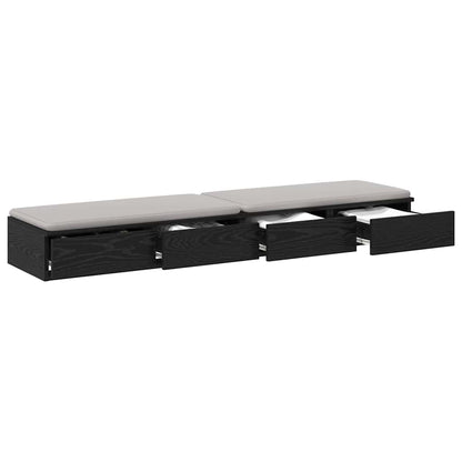 vidaXL Bed Drawers Black Oak 150 x 36.5 x 16.5 cm Engineered Wood
