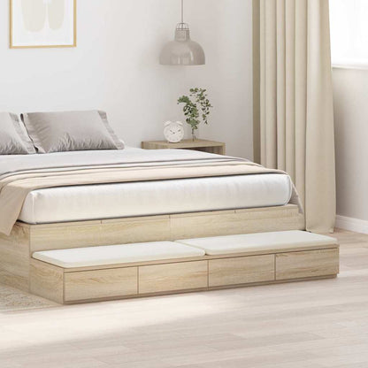 vidaXL Bed Drawers Sonoma Oak 150 x 36.5 x 16.5 cm Engineered Wood