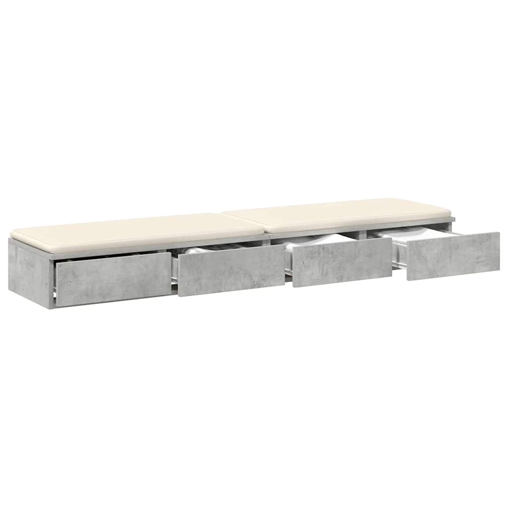 vidaXL Bed Drawers Concrete Grey 150 x 36.5 x 16.5 cm Engineered Wood