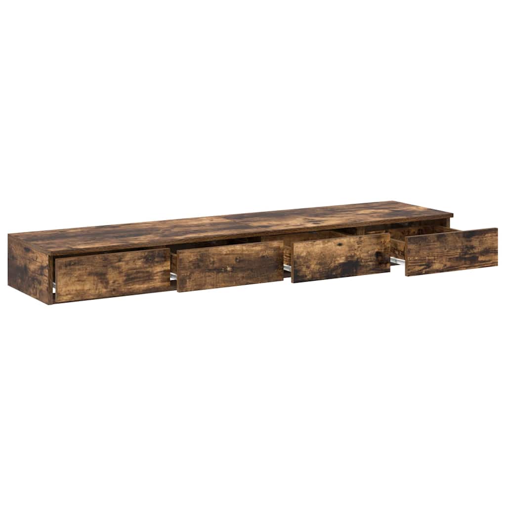 vidaXL Bed Drawers Smoked Oak 150 x 36.5 x 16.5 cm Engineered Wood