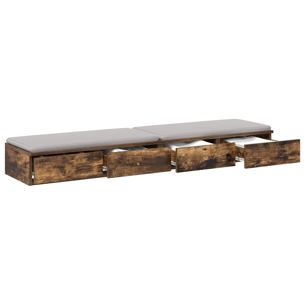 vidaXL Bed Drawers Smoked Oak 150 x 36.5 x 16.5 cm Engineered Wood