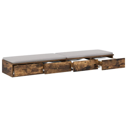 vidaXL Bed Drawers Smoked Oak 150 x 36.5 x 16.5 cm Engineered Wood
