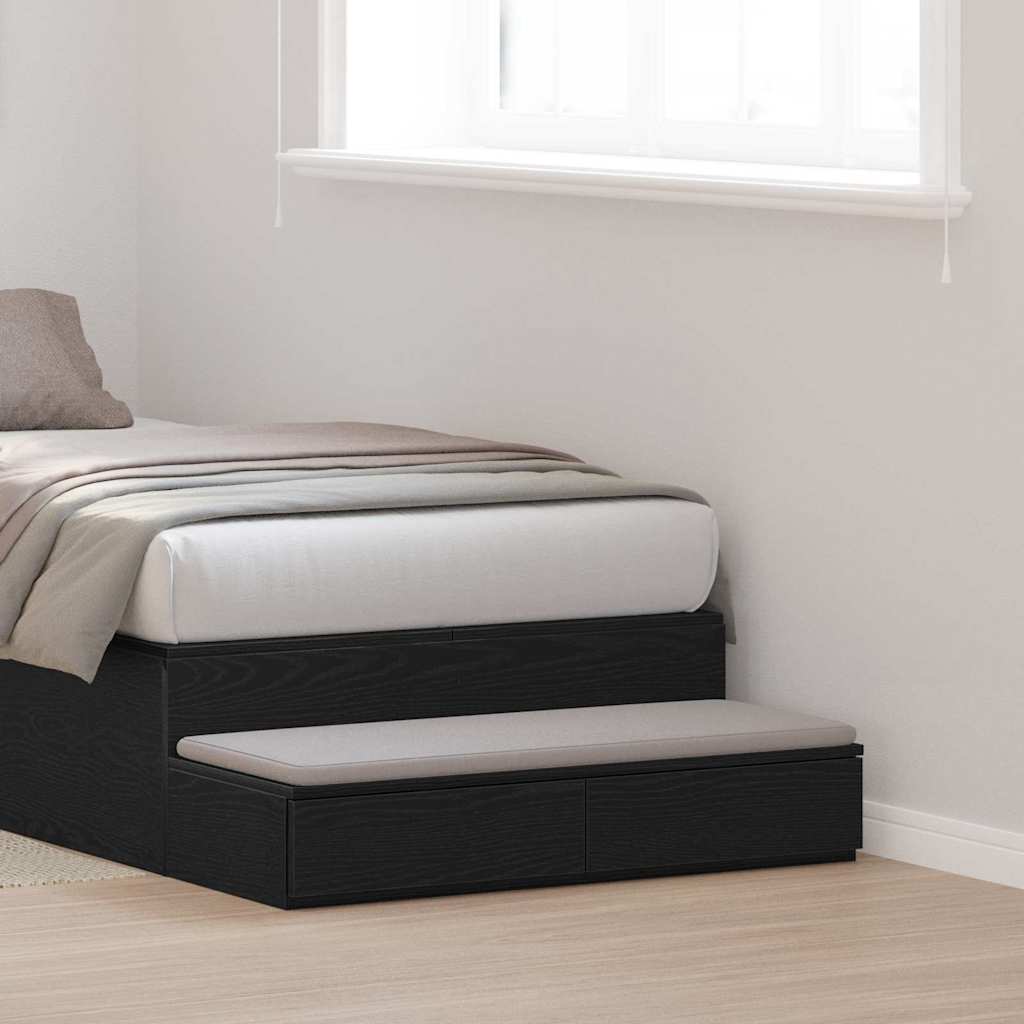 vidaXL Bed Drawers Black Oak 75 x 36.5 x 16.5 cm Engineered Wood