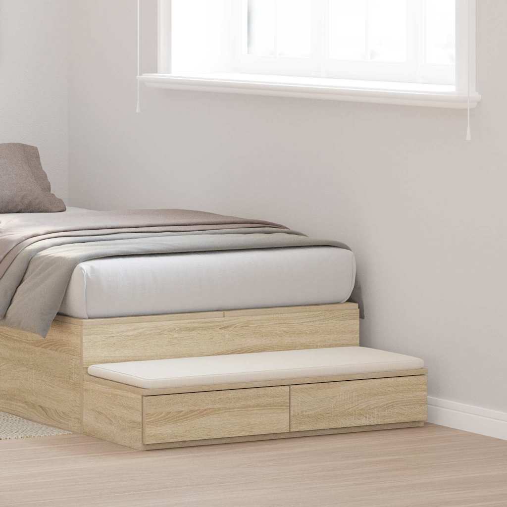 vidaXL Bed Drawers Sonoma Oak 75 x 36.5 x 16.5 cm Engineered Wood