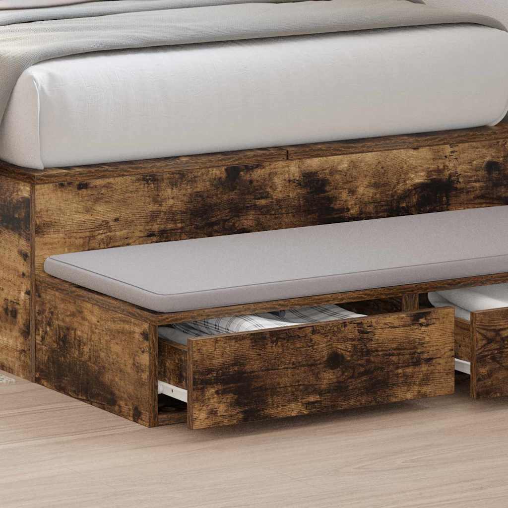 vidaXL Bed Drawers Smoked Oak 75 x 36.5 x 16.5 cm Engineered Wood