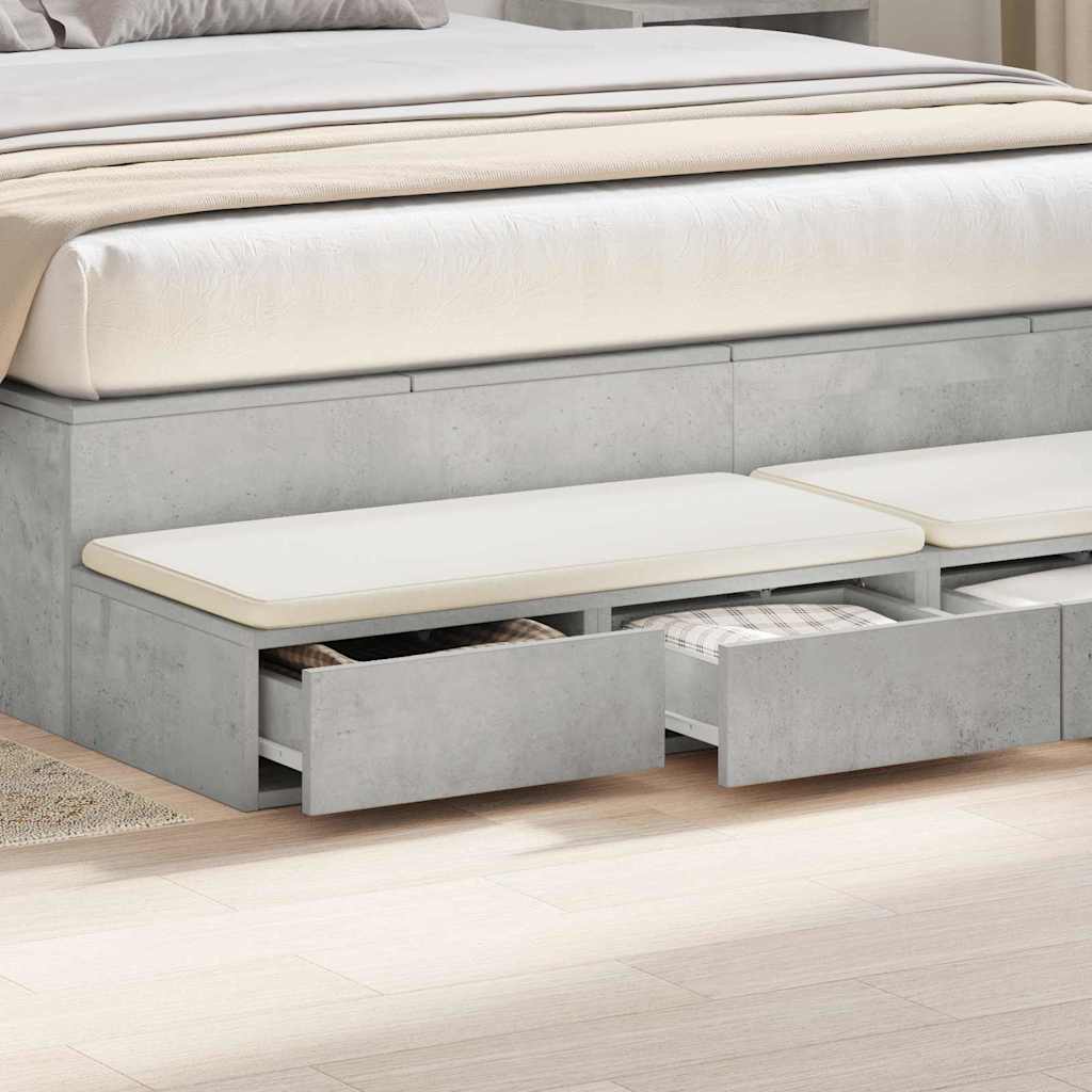 vidaXL Bed Drawers Concrete Grey 160 x 36.5 x 16.5 cm Engineered Wood