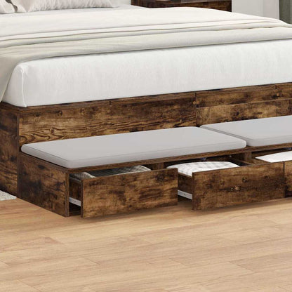 vidaXL Bed Drawers Smoked Oak 160 x 36.5 x 16.5 cm Engineered Wood