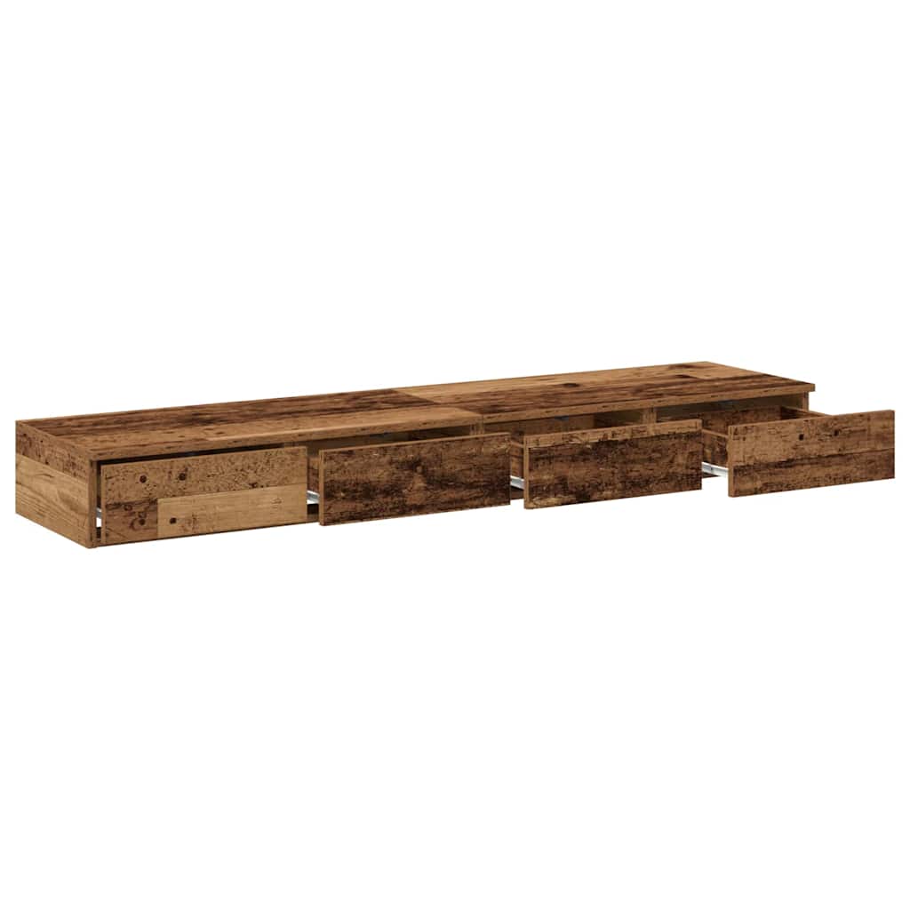 vidaXL Bed Drawers Old Wood 160 x 36.5 x 16.5 cm Engineered Wood