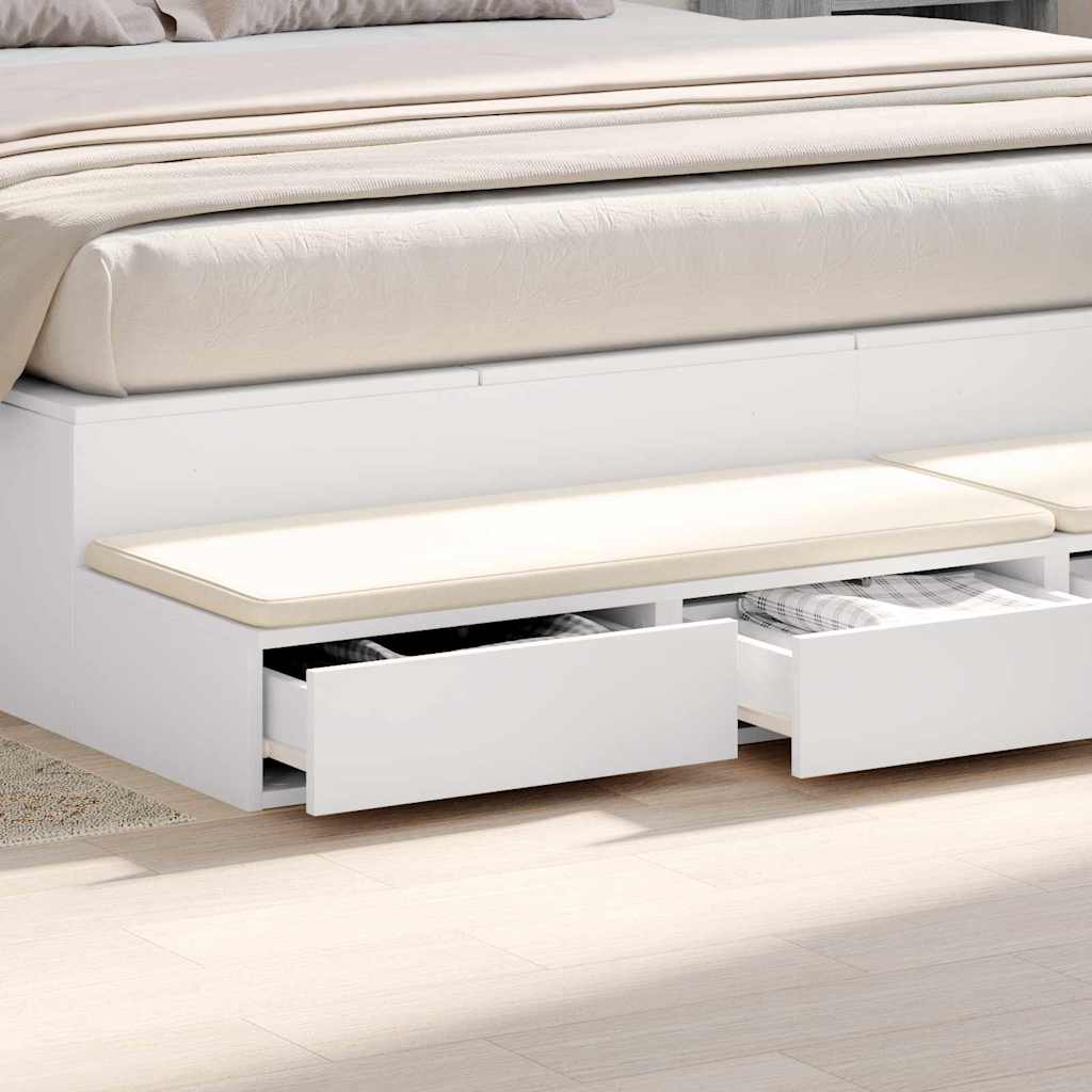 vidaXL Bed Drawers White 180 x 36.5 x 16.5 cm Engineered Wood