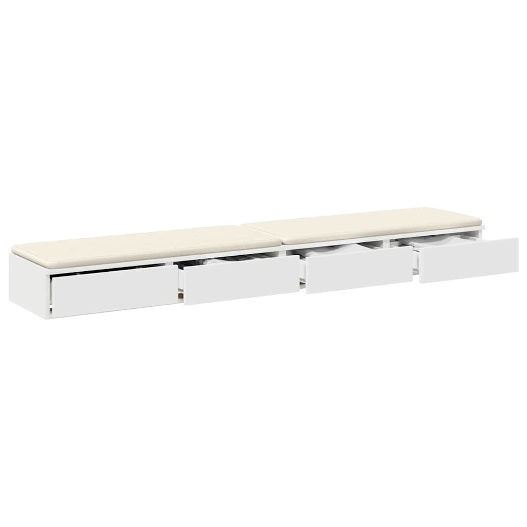 vidaXL Bed Drawers White 180 x 36.5 x 16.5 cm Engineered Wood