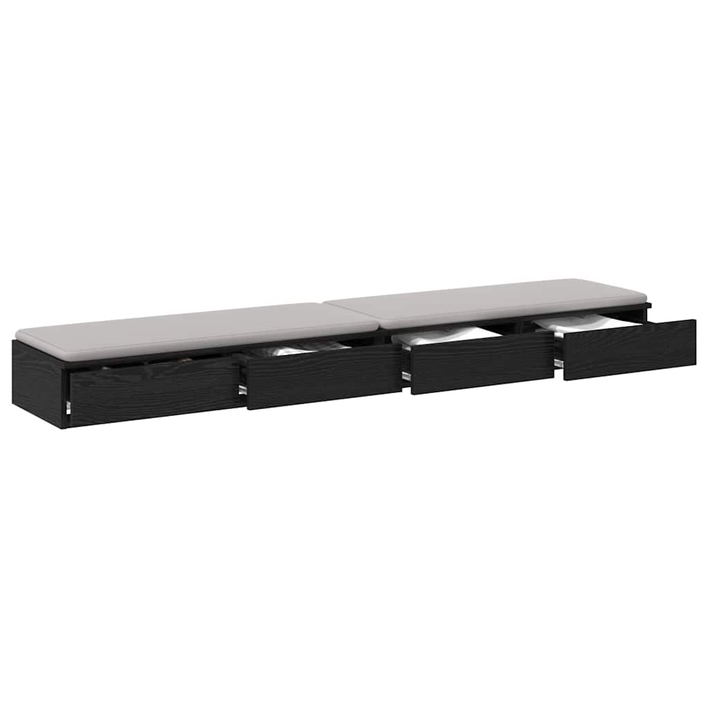 vidaXL Bed Drawers Black Oak 180 x 36.5 x 16.5 cm Engineered Wood
