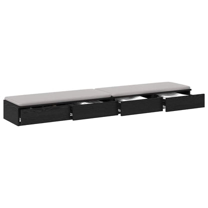 vidaXL Bed Drawers Black Oak 180 x 36.5 x 16.5 cm Engineered Wood
