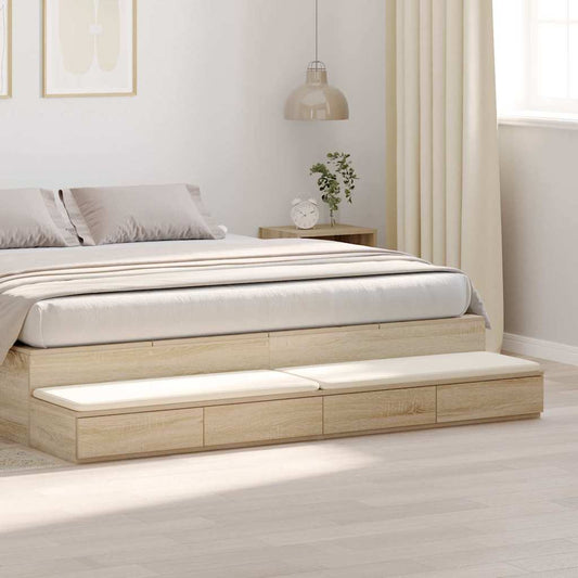 vidaXL Bed Drawers Sonoma Oak 180 x 36.5 x 16.5 cm Engineered Wood