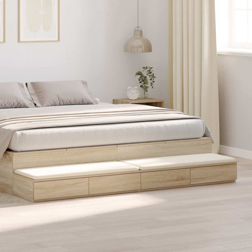 vidaXL Bed Drawers Sonoma Oak 180 x 36.5 x 16.5 cm Engineered Wood
