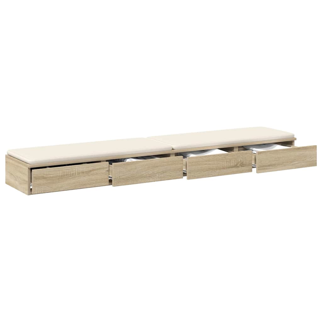 vidaXL Bed Drawers Sonoma Oak 180 x 36.5 x 16.5 cm Engineered Wood