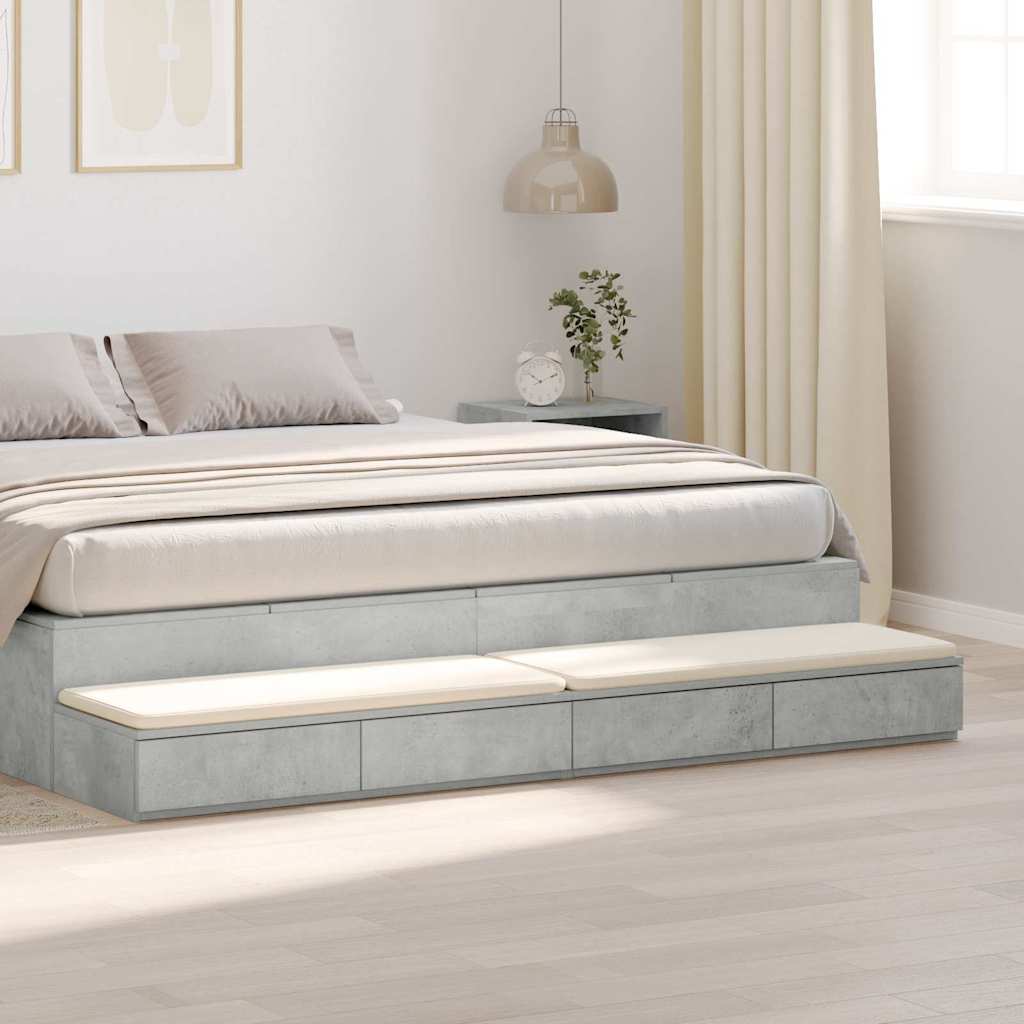 vidaXL Bed Drawers Concrete Grey 180 x 36.5 x 16.5 cm Engineered Wood