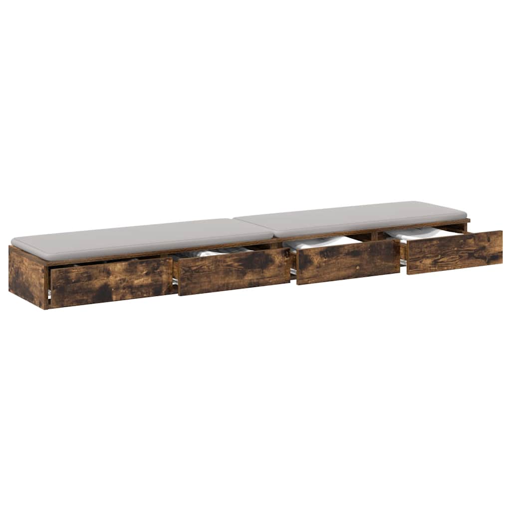 vidaXL Bed Drawers Smoked Oak 180 x 36.5 x 16.5 cm Engineered Wood