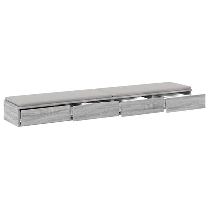 vidaXL Bed Drawers Grey Sonoma 180 x 36.5 x 16.5 cm Engineered Wood
