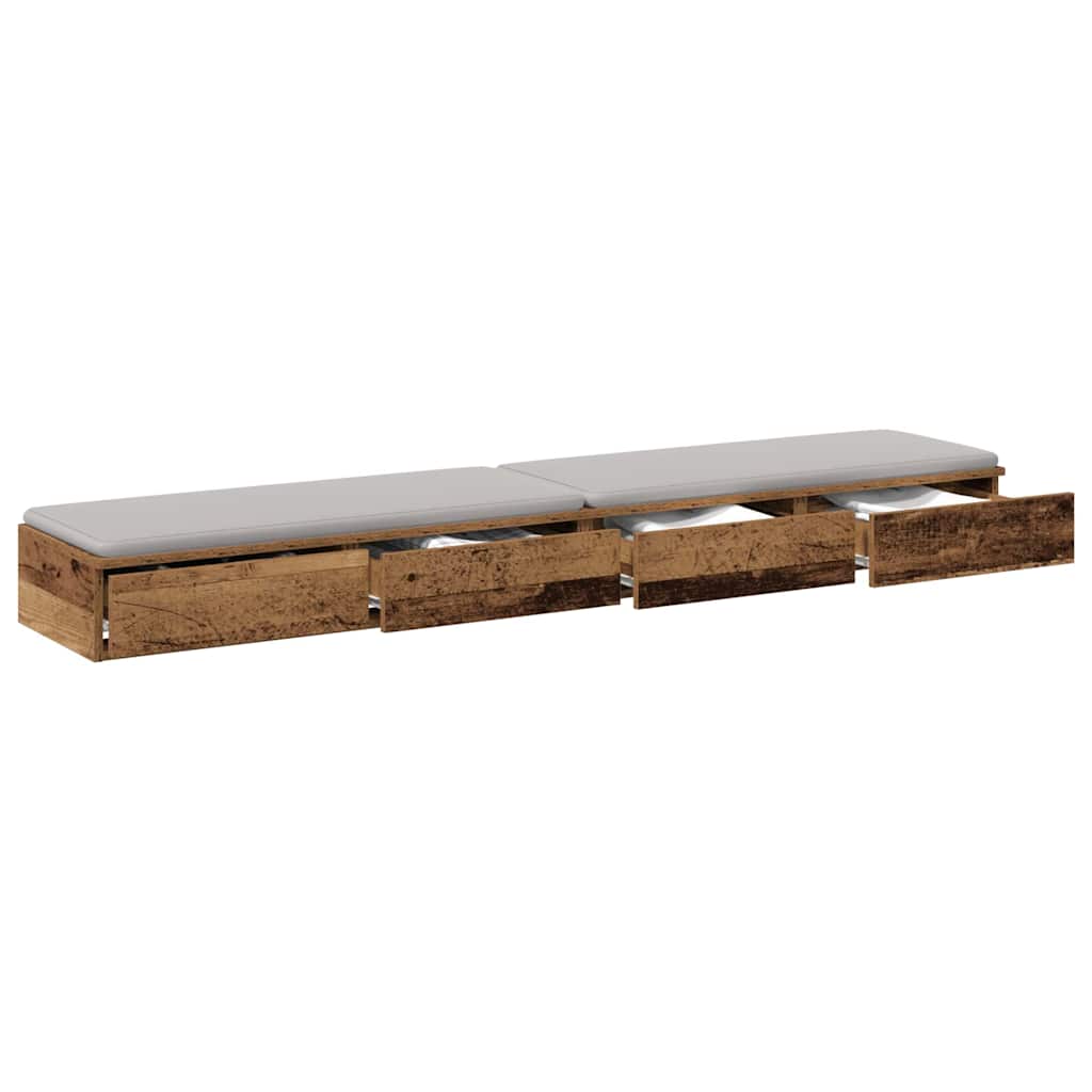 vidaXL Bed Drawers Old Wood 180 x 36.5 x 16.5 cm Engineered Wood