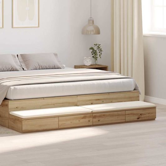 vidaXL Bed Drawers Artisan Oak 180 x 36.5 x 16.5 cm Engineered Wood
