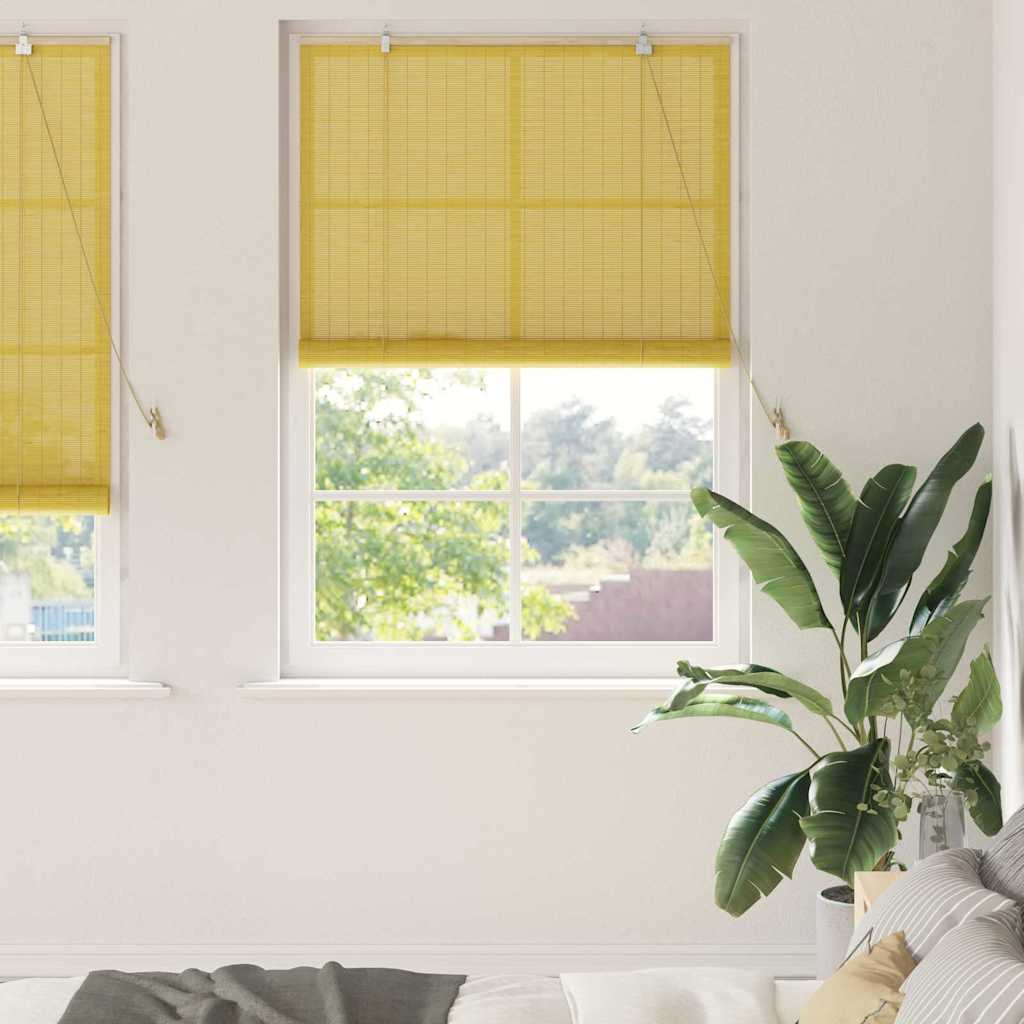 vidaXL Roller Blind Yellow 110 x 220 cm Bamboo