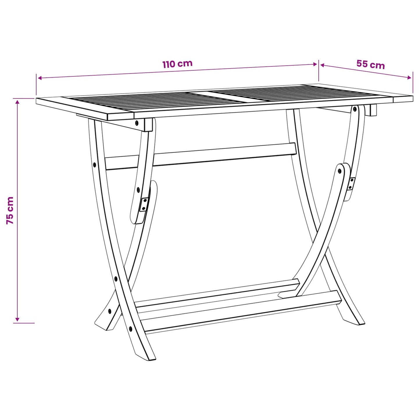 vidaXL Sydney Rectangle Table Brown 110 x 55 x 75 cm Solid Acacia Wood
