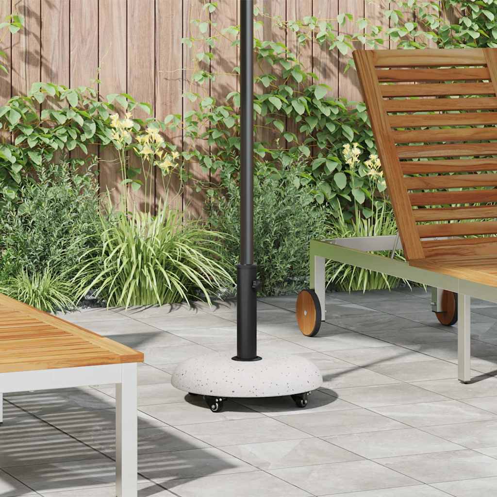vidaXL Wheeled Parasol Base for 37/42/52/58mm Poles White Concrete