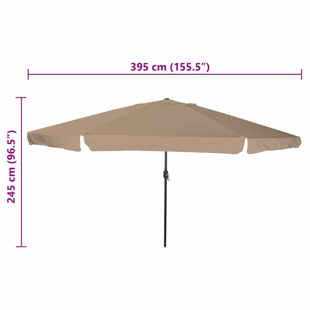 vidaXL Garden Parasol Taupe 394 x 394 x 248 cm Polyester and Steel
