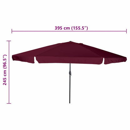 vidaXL Garden Parasol Bordeaux Red 394 x 394 x 248 cm