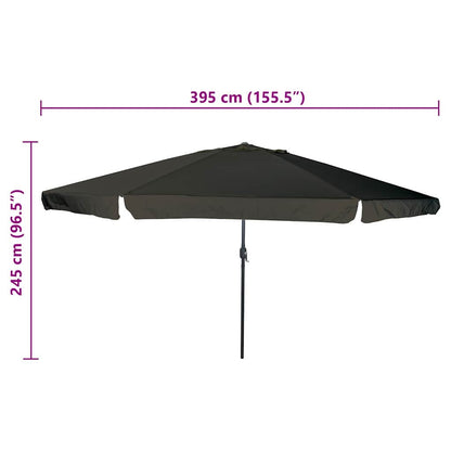 vidaXL Garden Parasol Black 394 x 394 x 248 cm Polyester and Steel