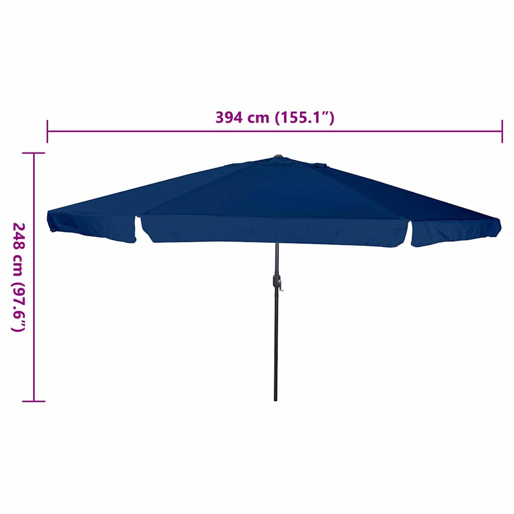 vidaXL Garden Parasol 394 x 394 x 248 cm Polyester and Steel Azurblau