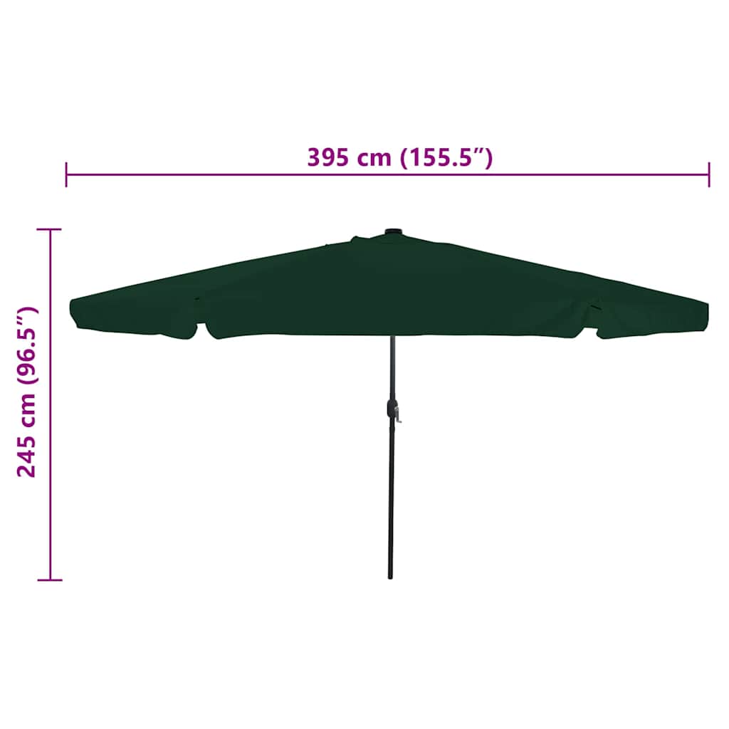 vidaXL Garden Parasol Green 395 x 395 x 245 cm Polyester