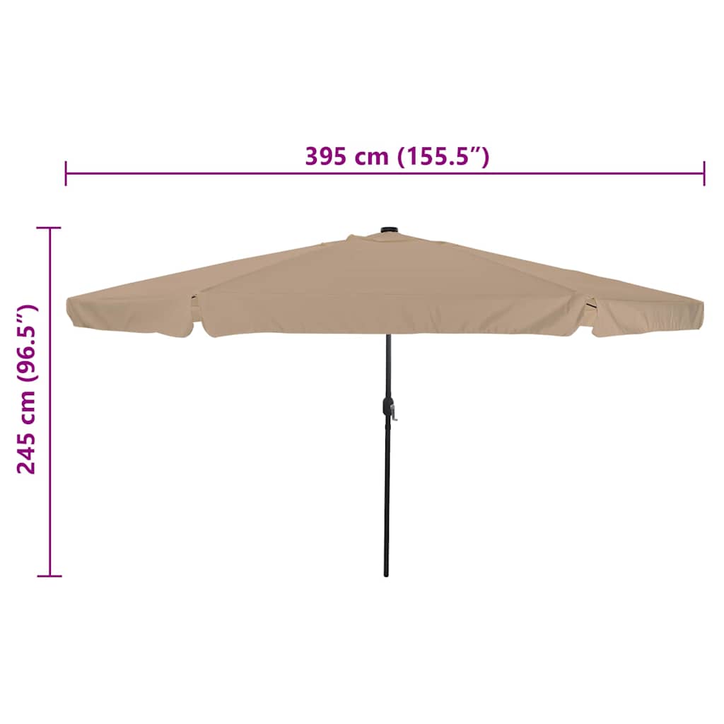 vidaXL Garden Parasol Taupe 395 x 395 x 245 cm Polyester