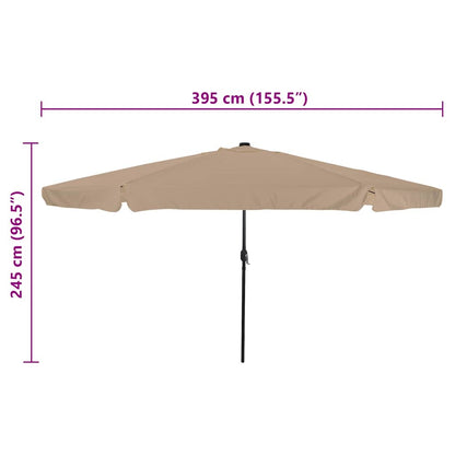 vidaXL Garden Parasol Taupe 395 x 395 x 245 cm Polyester