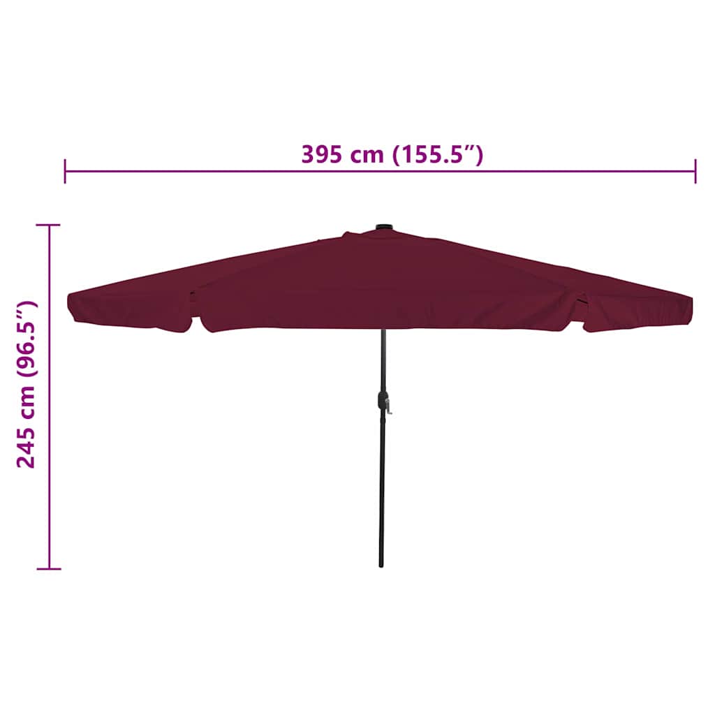 vidaXL Garden Parasol Bordeaux Red 395 x 395 x 245 cm Polyester