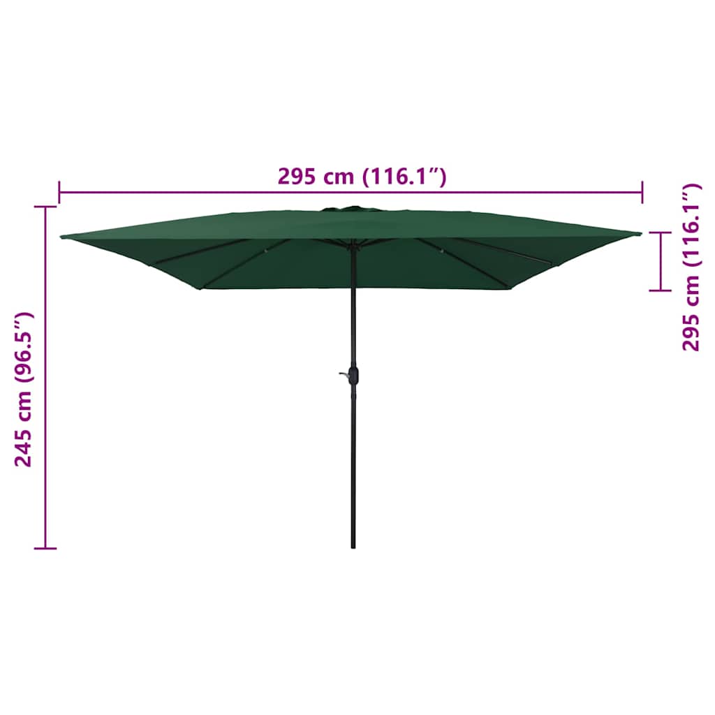 vidaXL Garden Parasol Green 295 x 295 x 245 cm Polyester and Steel