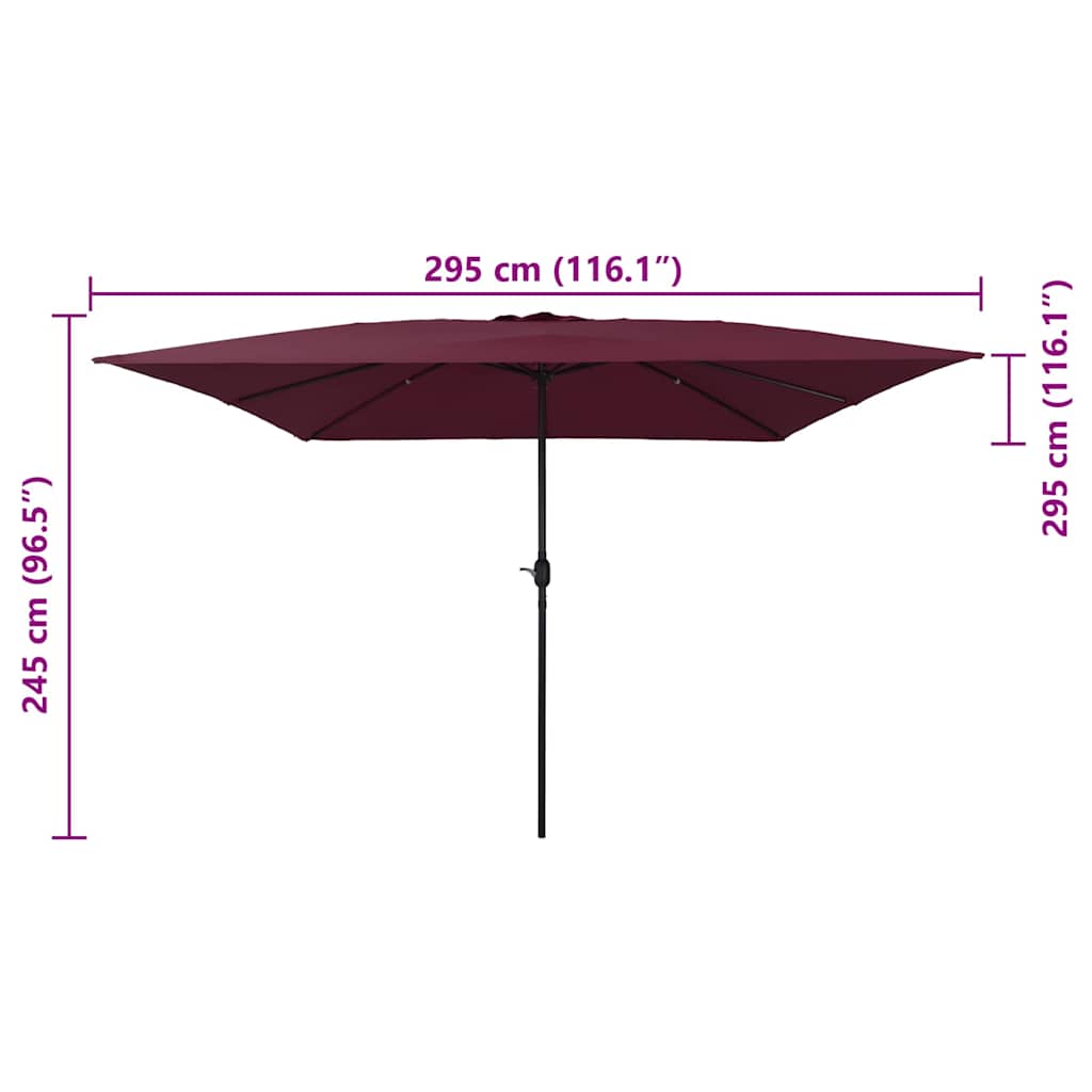 vidaXL Garden Parasol Bordeaux Red 295 x 295 x 245 cm