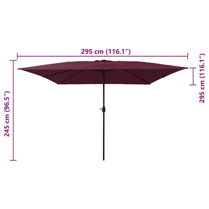 vidaXL Garden Parasol Bordeaux Red 295 x 295 x 245 cm