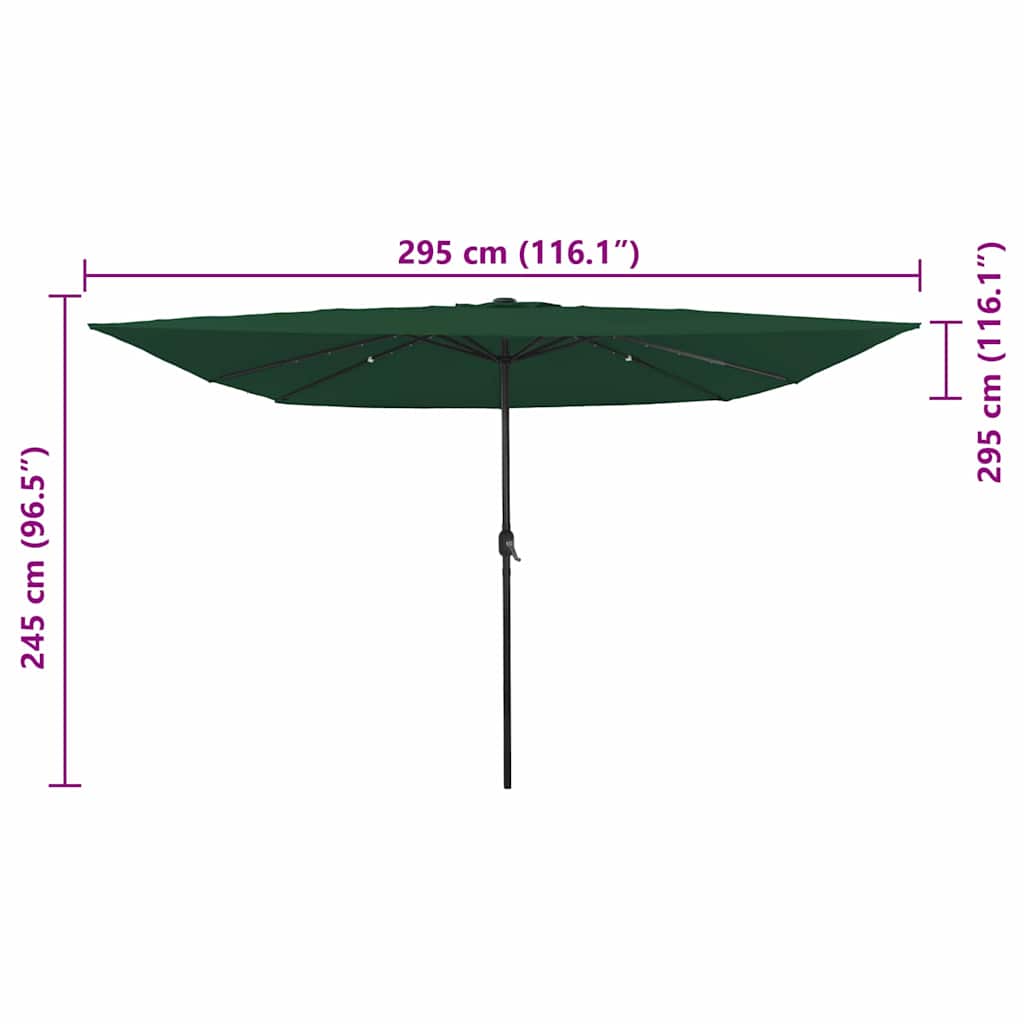 vidaXL Garden Parasol Green 295 x 295 x 245 cm Polyester and Steel