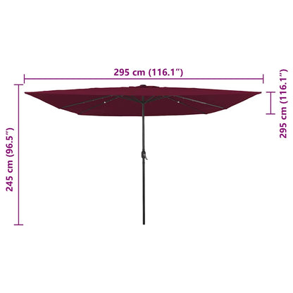 vidaXL Garden Parasol Bordeaux Red 295 x 295 x 245 cm