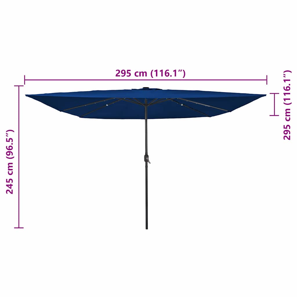 vidaXL Garden Parasol 295 x 295 x 245 cm Polyester and Steel Azurblau