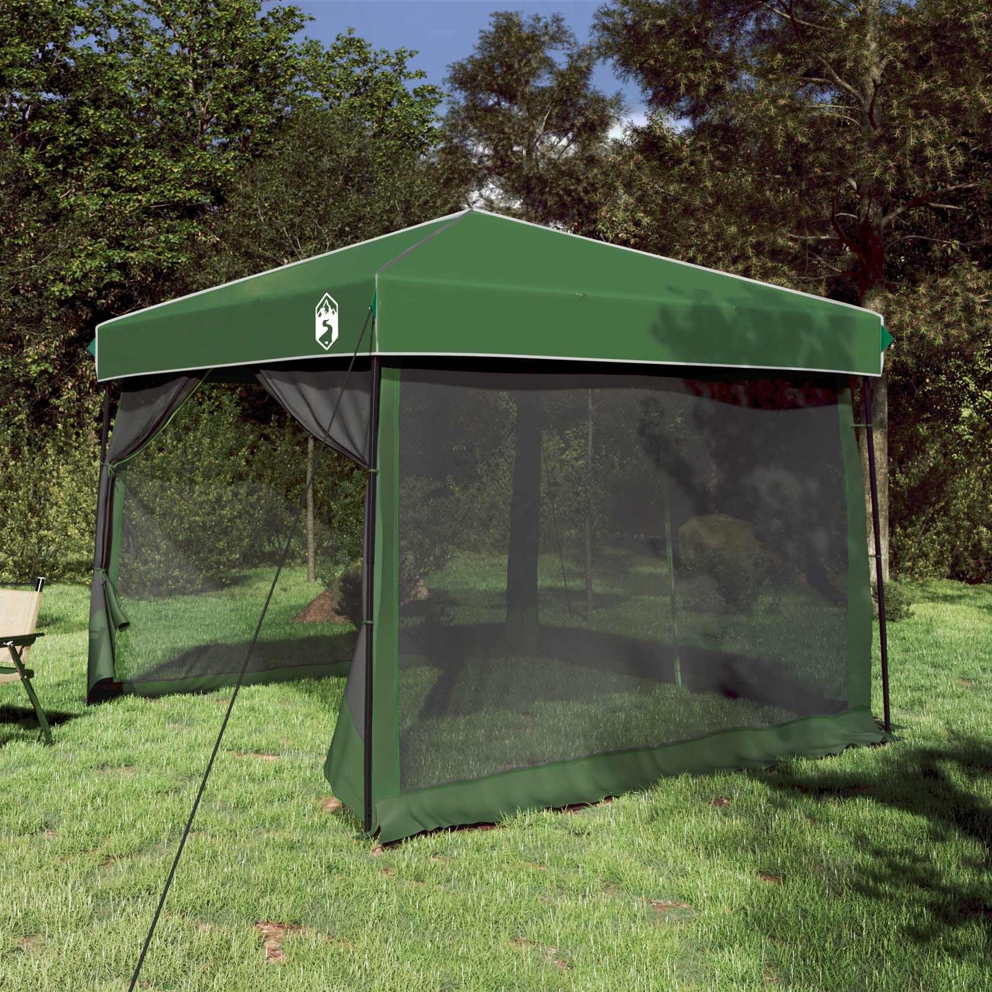 vidaXL Camping Tent Set Folding 2 pcs Green Taffeta and Fabric