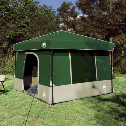vidaXL Camping Tent Set Folding 2 pcs Green Taffeta and Fabric