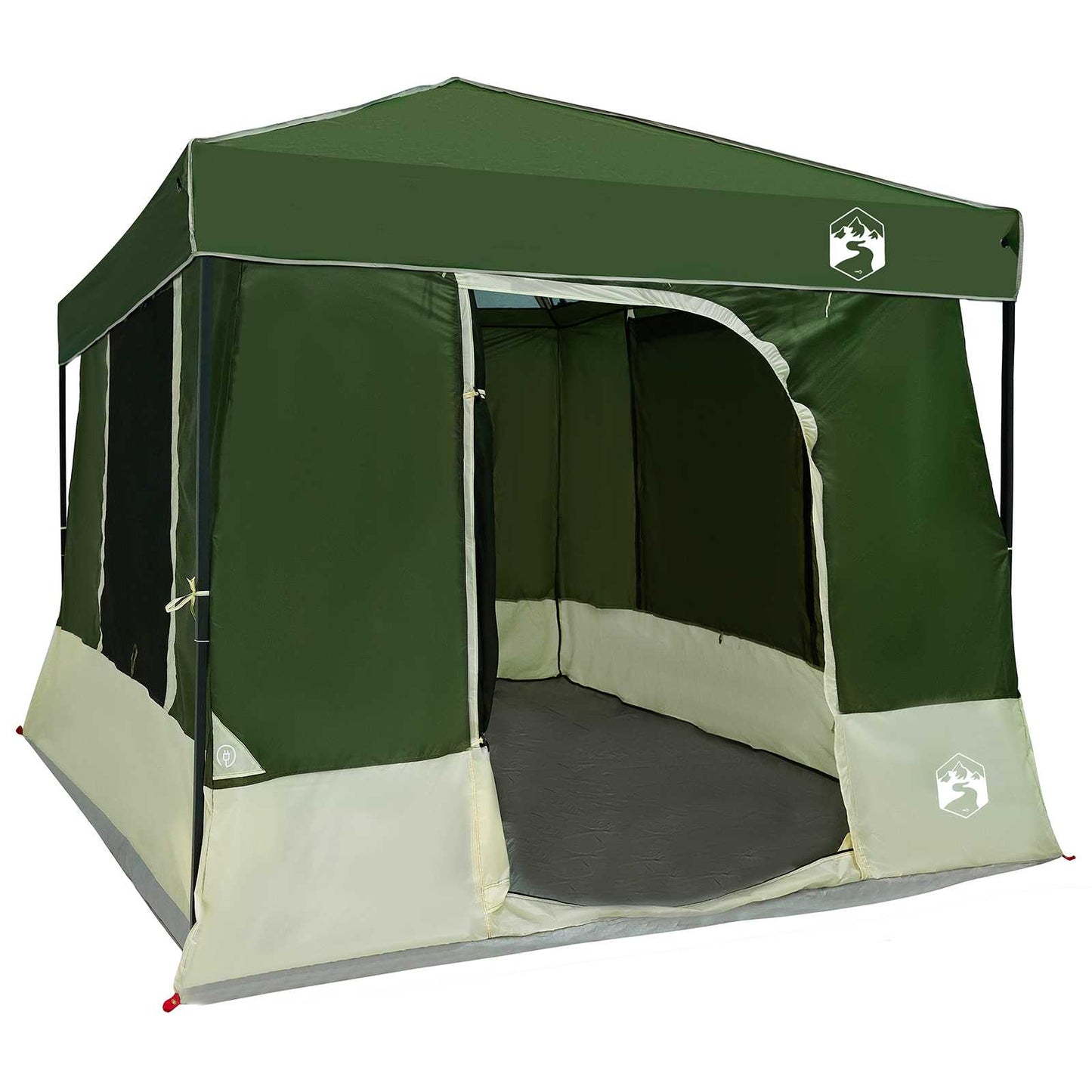 vidaXL Camping Tent Set Folding 2 pcs Green Taffeta and Fabric