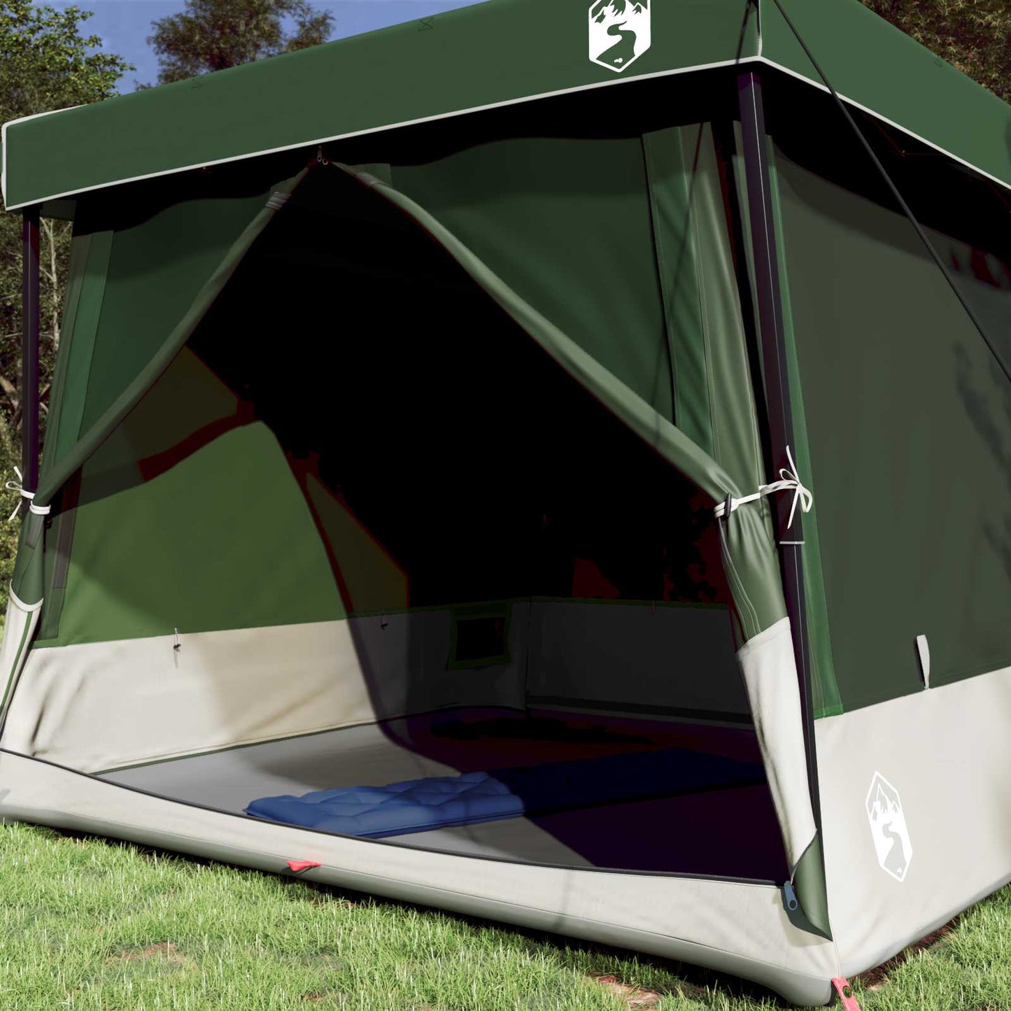 vidaXL Camping Tent Set Folding 2 pcs Green Taffeta and Fabric